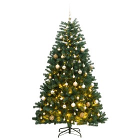 Artificial Christmas tree with hinges 300 LED and balls 210 cm by vidaXL, Christmas trees - Ref: Foro24-3210147, Price: 148,0...