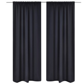 2 dark black curtains with pleats, blackout 135 x 245 cm by vidaXL, Curtains and curtains - Ref: Foro24-130370, Price: 45,99 ...