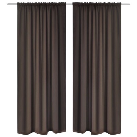 2 cortinas marrones oscuras con jaretas, blackout 135 x 245 cm de vidaXL, Cortinas y visillos - Ref: Foro24-130372, Precio: 4...