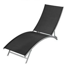 Black steel and textilene sun lounger by vidaXL, Loungers - Ref: Foro24-42866, Price: 89,99 €, Discount: %