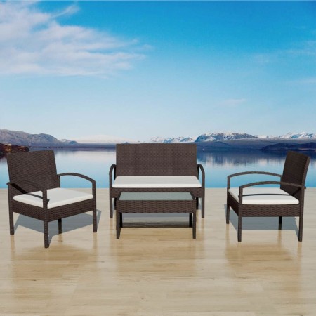 4-piece garden furniture with brown synthetic rattan cushions by vidaXL, Garden sets - Ref: Foro24-42672, Price: 233,99 €, Di...