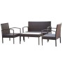 Muebles de jardín 4 piezas con cojines ratán sintético marrón de vidaXL, Conjuntos de jardín - Ref: Foro24-42672, Precio: 233...