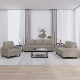 Sofa set with cushions 3 pieces taupe gray fabric by , Sofas - Ref: Foro24-3201435, Price: 689,99 €, Discount: %