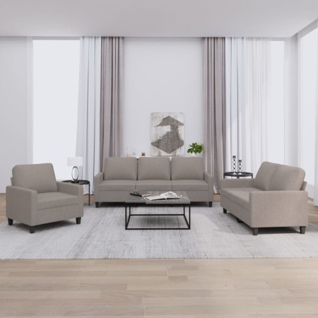 Sofa set with cushions 3 pieces taupe gray fabric by , Sofas - Ref: Foro24-3201435, Price: 692,58 €, Discount: %