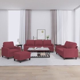 Sofa set with cushions 4 pieces red fabric by , Sofas - Ref: Foro24-3201442, Price: 726,99 €, Discount: %