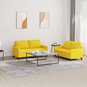 Sofa set with cushions 2 pieces light yellow fabric by , Sofas - Ref: Foro24-3201449, Price: 403,26 €, Discount: %