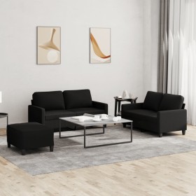 Sofa set with cushions 3 pieces black fabric by , Sofas - Ref: Foro24-3201456, Price: 506,65 €, Discount: %