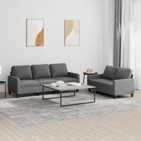 Sofa set with cushions 2 pieces dark gray fabric by , Sofas - Ref: Foro24-3201461, Price: 544,89 €, Discount: %