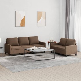 Sofa set with cushions 2 pieces brown fabric by , Sofas - Ref: Foro24-3201463, Price: 521,99 €, Discount: %