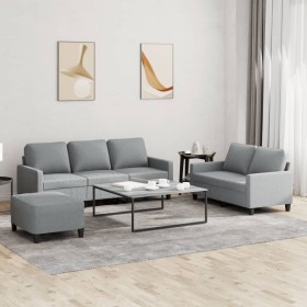 Sofa set with cushions 3 pieces light gray fabric by , Sofas - Ref: Foro24-3201468, Price: 575,99 €, Discount: %