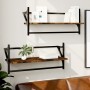 Wall shelves with bars 2 pcs smoked oak 65x25x30 cm by , Shelves and shelves - Ref: Foro24-836245, Price: 31,45 €, Discount: %