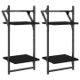 Wall shelves 2 levels with bars 2 pcs black 30x25x65 cm by , Shelves and shelves - Ref: Foro24-836253, Price: 22,34 €, Discou...