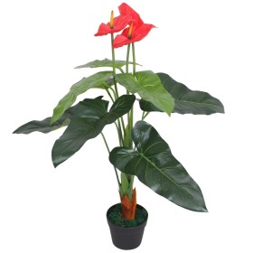 Artificial anthurium plant with red and yellow 90 cm pot by vidaXL, artificial flora - Ref: Foro24-244447, Price: 40,99 €, Di...