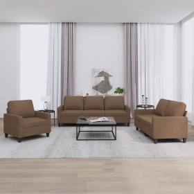 Sofa set with cushions 3 pieces brown fabric by , Sofas - Ref: Foro24-3201431, Price: 677,99 €, Discount: %