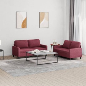 Sofa set with cushions 2 pieces red fabric by , Sofas - Ref: Foro24-3201450, Price: 460,37 €, Discount: %