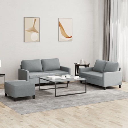 Sofa set with cushions 3 pieces light gray fabric by , Sofas - Ref: Foro24-3201452, Price: 515,40 €, Discount: %