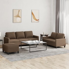 Sofa set with cushions 3 pieces brown fabric by , Sofas - Ref: Foro24-3201471, Price: 572,51 €, Discount: %