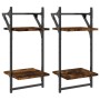 Wall shelves 2 levels bars 2 units smoked oak 30x25x65 cm by , Shelves and shelves - Ref: Foro24-836255, Price: 21,70 €, Disc...