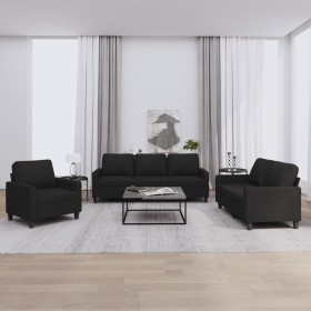 3-piece sofa set with black fabric cushions by , Sofas - Ref: Foro24-3201432, Price: 662,75 €, Discount: %