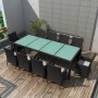 11-teiliges Garten-Essset und schwarze Kissen aus synthetischem Rattan von vidaXL, Gartensets - Ref: Foro24-42570, Preis: 817...