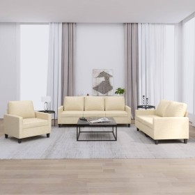 3-piece sofa set with cream fabric cushions by , Sofas - Ref: Foro24-3201430, Price: 675,99 €, Discount: %