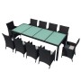 Set comedor de jardín 11 piezas y cojines ratán sintético negro de vidaXL, Conjuntos de jardín - Ref: Foro24-42570, Precio: 8...