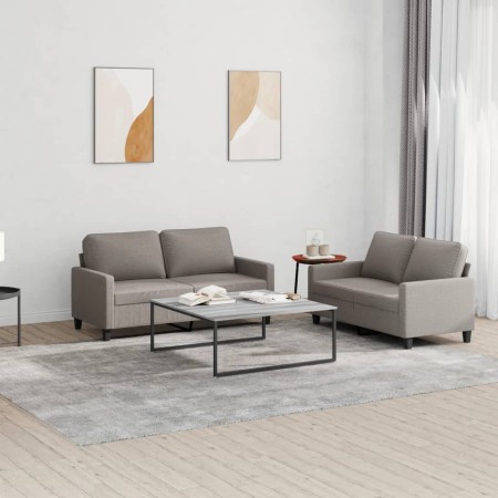 Sofa set with 2 pieces of gray taupe fabric cushions by , Sofas - Ref: Foro24-3201451, Price: 458,57 €, Discount: %