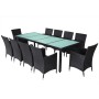 Set comedor de jardín 11 piezas y cojines ratán sintético negro de vidaXL, Conjuntos de jardín - Ref: Foro24-42570, Precio: 8...