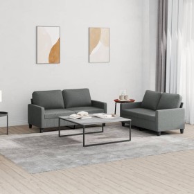 Set Sofas mit 2 Stück Kissen dunkelgrauer Stoff von , Sofas - Ref: Foro24-3201445, Preis: 447,80 €, Rabatt: %