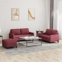 Three-piece sofa set with red wine fabric cushions by , Sofas - Ref: Foro24-3201458, Price: 516,62 €, Discount: %