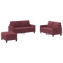 Three-piece sofa set with red wine fabric cushions by , Sofas - Ref: Foro24-3201458, Price: 516,62 €, Discount: %