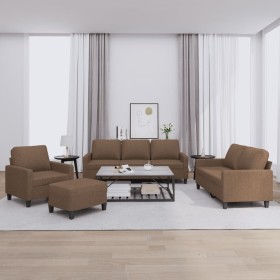 Sofa set with cushions 4 pieces brown fabric by , Sofas - Ref: Foro24-3201439, Price: 754,99 €, Discount: %