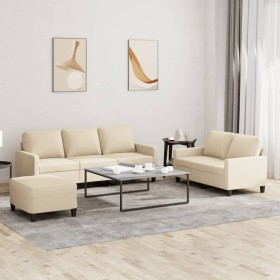 3-piece sofa set with cream fabric cushions by , Sofas - Ref: Foro24-3201470, Price: 572,99 €, Discount: %