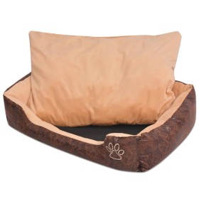 Dog bed with cushion PU artificial leather size M brown by vidaXL, Beds for dogs - Ref: Foro24-170431, Price: 31,99 €, Discou...