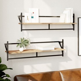 Wall shelves with 2 oak Sonoma bars 100x25x30 cm by , Shelves and shelves - Ref: Foro24-836249, Price: 35,53 €, Discount: %