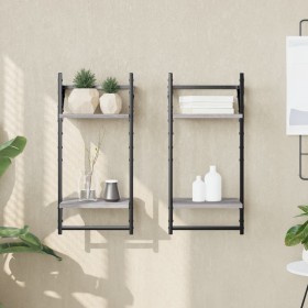 Wall shelves 2 levels bars 2 units gray Sonoma 30x25x65 cm by , Shelves and shelves - Ref: Foro24-836256, Price: 26,99 €, Dis...