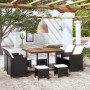 Set comedor de jardín 9 pzas ratán sintético y madera negro de vidaXL, Conjuntos de jardín - Ref: Foro24-42530, Precio: 587,9...