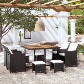 Garten-Essgruppe, 9-teilig, synthetisches Rattan und schwarzes Holz von vidaXL, Gartensets - Ref: Foro24-42530, Preis: 587,99...