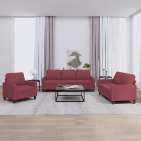 Sofa set with cushions 3 pieces red fabric by , Sofas - Ref: Foro24-3201434, Price: 675,99 €, Discount: %