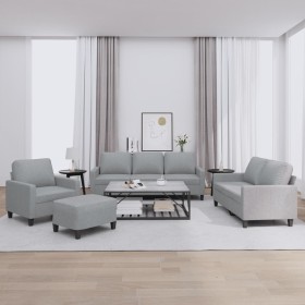 Sofa set with cushions 4 pieces light gray fabric by , Sofas - Ref: Foro24-3201436, Price: 732,99 €, Discount: %