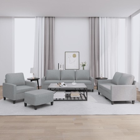 Sofa set with cushions 4 pieces light gray fabric by , Sofas - Ref: Foro24-3201436, Price: 736,90 €, Discount: %