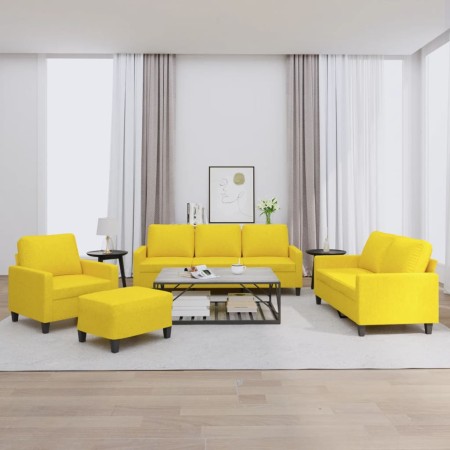 Sofa set with cushions 4 pieces light yellow fabric by , Sofas - Ref: Foro24-3201441, Price: 685,21 €, Discount: %