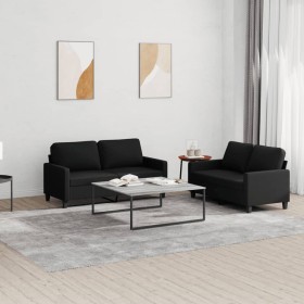 Sofagarnitur mit Kissen 2-teilig aus schwarzem Stoff von , Sofas - Ref: Foro24-3201448, Preis: 470,70 €, Rabatt: %