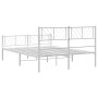 Metal bed frame with headboard and white footboard 120x200 cm by , Beds and slatted bases - Ref: Foro24-372244, Price: 104,25...