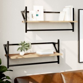 Wall shelves with bars 2 pcs Sonoma oak 65x25x30 cm by , Shelves and shelves - Ref: Foro24-836244, Price: 25,99 €, Discount: %