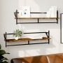 Wall shelves with bars 2 pcs smoked oak 100x25x30 cm by , Shelves and shelves - Ref: Foro24-836250, Price: 38,41 €, Discount: %