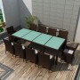 Set comedor de jardín 11 pzas y cojines ratán sintético marrón de vidaXL, Conjuntos de jardín - Ref: Foro24-42569, Precio: 79...