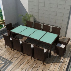 Garden dining set 11 pieces and brown synthetic rattan cushions by vidaXL, Garden sets - Ref: Foro24-42569, Price: 797,91 €, ...