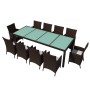 Set comedor de jardín 11 pzas y cojines ratán sintético marrón de vidaXL, Conjuntos de jardín - Ref: Foro24-42569, Precio: 79...