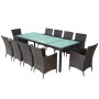 Set comedor de jardín 11 pzas y cojines ratán sintético marrón de vidaXL, Conjuntos de jardín - Ref: Foro24-42569, Precio: 79...